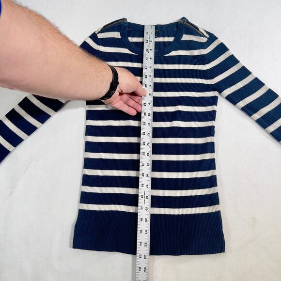 Ann Taylor Tunic Style Shirt Woman's XS VINTAGE Made in Hong Kong Navy Stripe - Picture 7 of 11